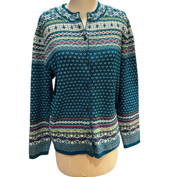 Christopher & Banks Fair Isle Cardigan Sweater – Size Large (NWT) - Picture 1 of 6